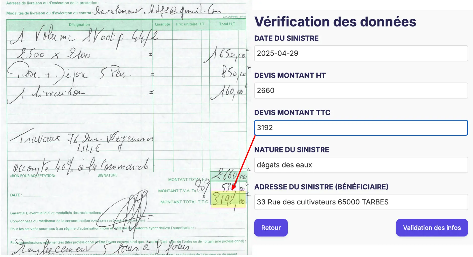 Extraction et validation des données